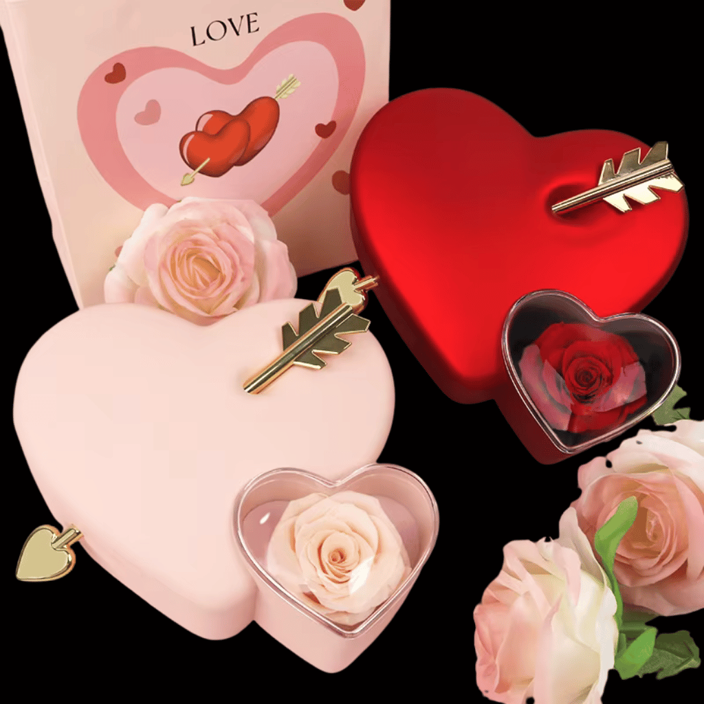 Cupid’s Eternal Rose W/ Engraved Necklace