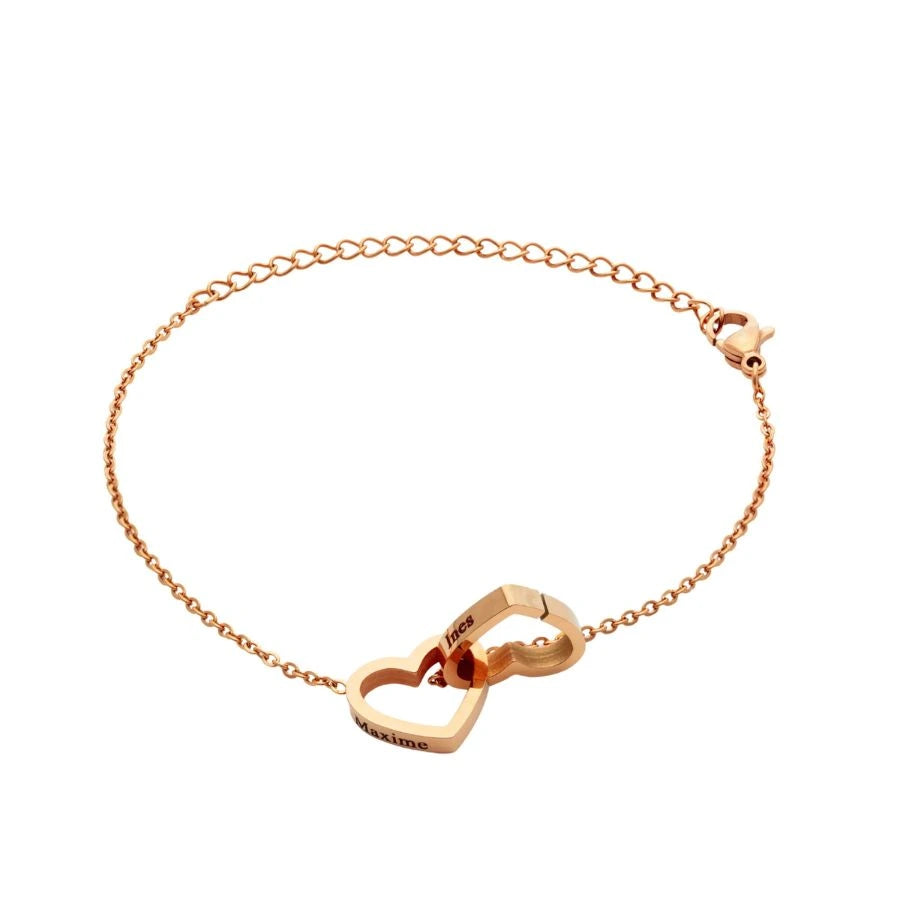 Brazalete con Dos Corazones Grabados