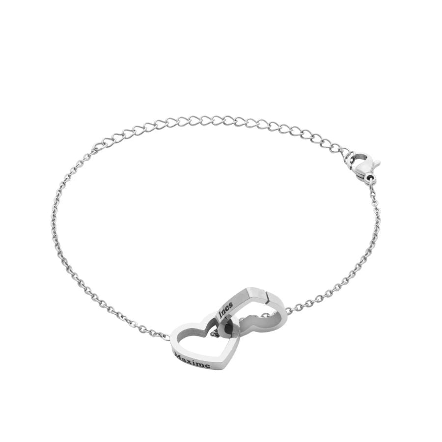 Brazalete con Dos Corazones Grabados