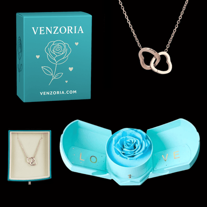 Caja Rosa Eterna con Collar Personalizado