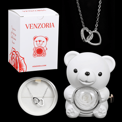 Osito de Rosa Eterna con Collar Personalizado